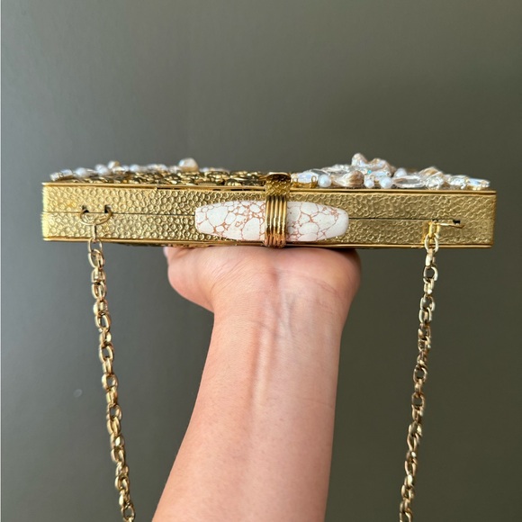 Elegant Gold and Cream Clutch Bag